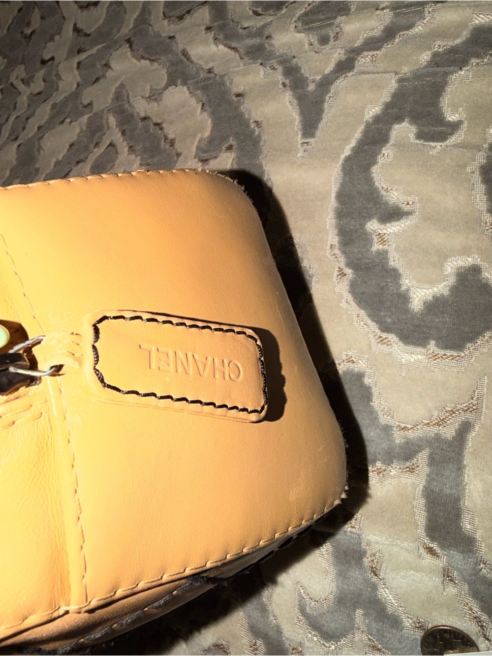 Authentic CHANEL Beige Quilted Leather Satchel with Black Stitching - Picture 3 of 4